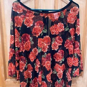 Black sheer top with Roses